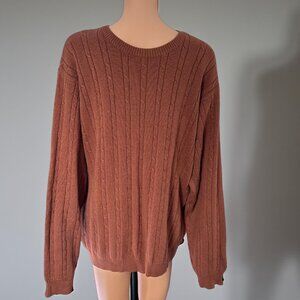 Men's Brown Izod Cable Knit Sweater Size Large